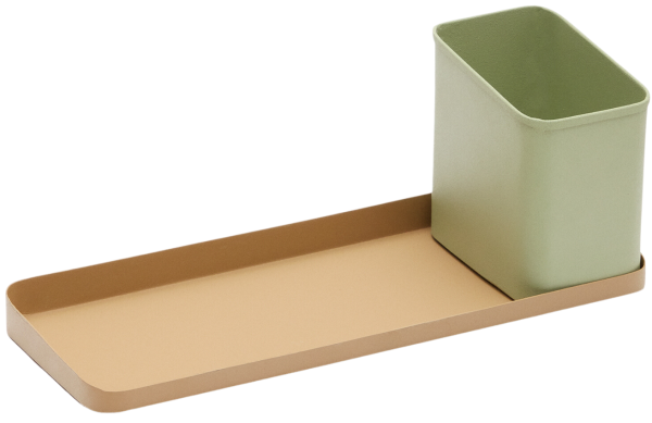 Béžovo-zelený kovový stojánek na tužky Kave Home Moka  - Výška2