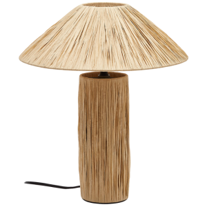 Přírodní stolní lampa Kave Home Samse  - Celková výška41 cm- Výška stínidla 11 cm