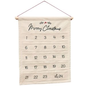 Béžový bavlněný adventní kalendář Kave Home Uarda 75 x 56 cm  - Výška75 cm- Šířka 55 cm