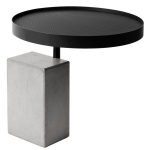 Šedý betonový odkládací stolek Lyon Béton Twist 61 cm  - Výška50/61 cm- Průměr desky 45 cm