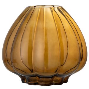 Hnědá skleněná váza Bloomingville Lezanne 25 cm  - Výška22 cm- Průměr 25 cm