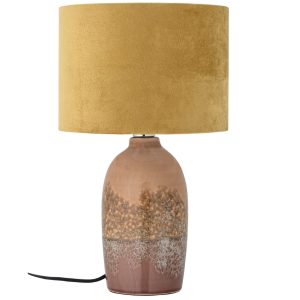 Růžová kameninová stolní lampa Bloomingville Keisha s látkovým stínidlem  - Výška42 cm- Stínidlo 100% PES