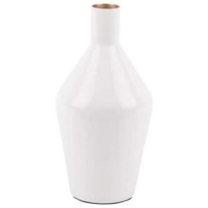 Time for home Bílá kovová váza Conelo 22 cm  - Výška22 cm- Průměr 3 cm