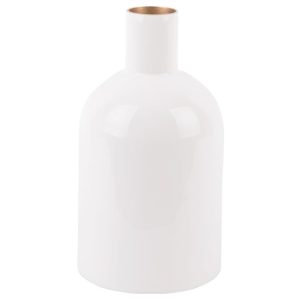 Time for home Bílá kovová váza Strafalo 21 cm  - Výška21 cm- Průměr 4 cm