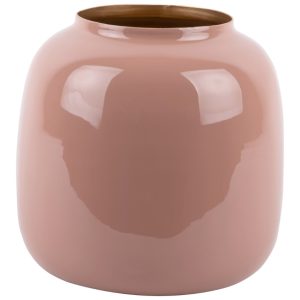 Time for home Růžová kovová váza Ivyna 19 cm  - Výška19 cm- Průměr 10 cm