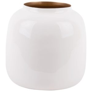 Time for home Bílá kovová váza Ivyna 19 cm  - Výška19 cm- Průměr 10 cm