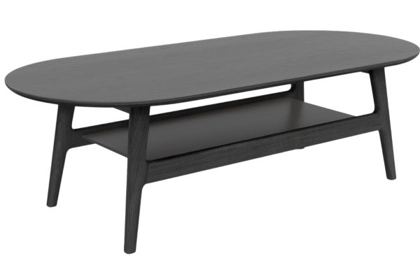 Černý dubový konferenční stolek Woodman Curved 130 x 60 cm  - Výška39 cm- Šířka 130 cm