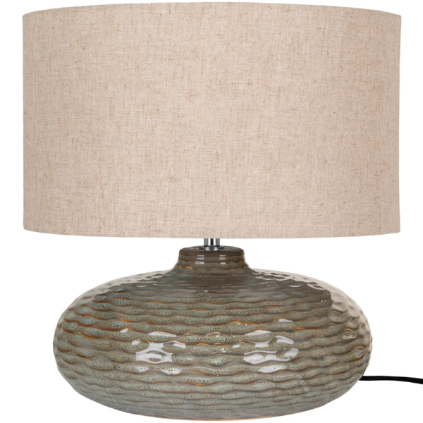 Nordic Living Zelená keramická stolní lampa Totham 44 cm  - Výška44 cm- Průměr stínidla 36 cm