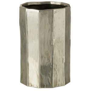 Stříbrná keramická váza J-line Agelisa 30 cm  - Výška30 cm- Průměr 20 cm