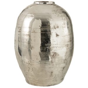 Stříbrná keramická váza J-line Lihor 39 cm  - Výška57 cm- Průměr 39 cm