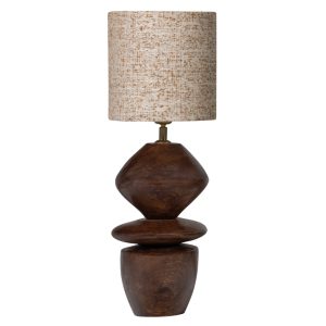 Hoorns Hnědá ořechová stolní lampa Sonja  - Celková výška42 cm- Výška podstavy 32 cm