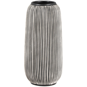Nordic Living Černobílá keramická váza Tremble 20 cm  - Výška20 cm- Šířka 9