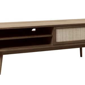 Tmavě hnědý dubový TV stolek Unique Furniture Barrali 150 x 45 cm  - Výška50 cm- Šířka 150 cm