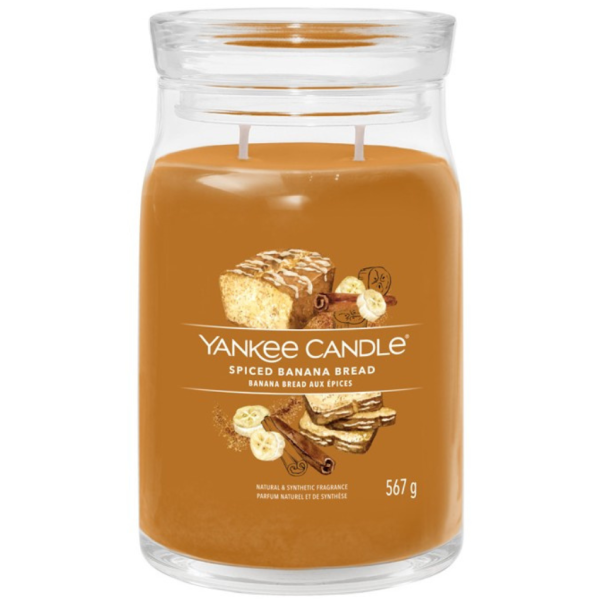 Velká vonná svíčka Yankee Candle Spiced Banana Bread Signature  - Výška15