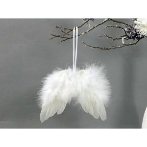 Andělská křídla z peří 18 x 16 cm bílá