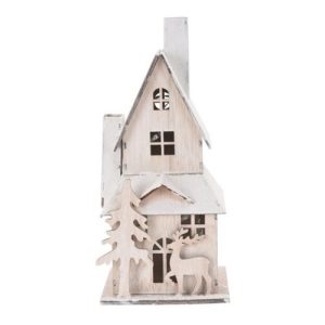 Dřevěný LED domeček Christmas house bílá