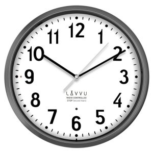 LAVVU Šedé hodiny Accurate Metallic Silver řízené rádiovým signálem