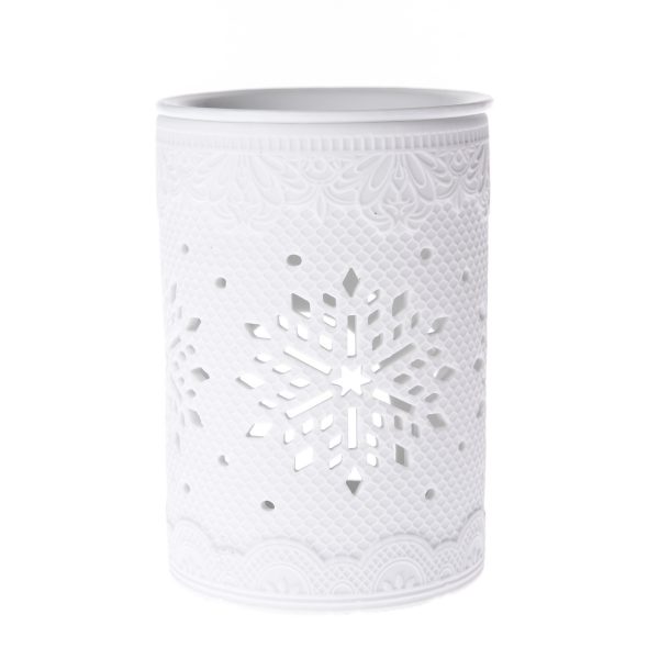 Porcelánová aromalampa Snow flower bílá