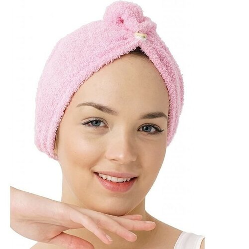 Rychleschnoucí froté turban na vlasy růžová  - Barvarůžová-