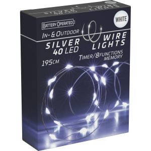 Světelný drát s časovačem Silver lights 40 LED