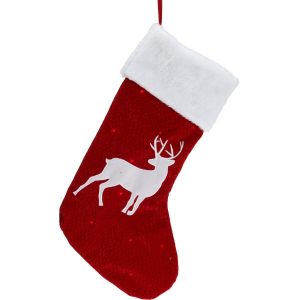 Vánoční LED ponožka se sobem červená