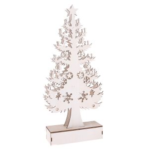 Vánoční dřevěná LED dekorace Stromek bílá