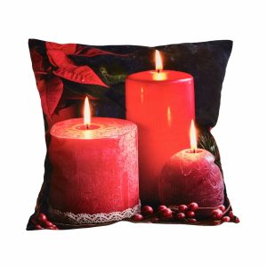 Forbyt Vánoční povlak na polštář Červené svíčky