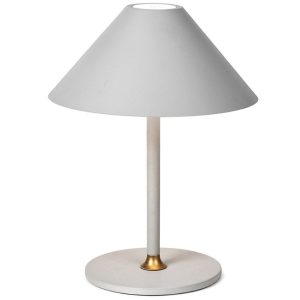 Světle šedá plastová nabíjecí stolní LED lampa Halo Design Hygge 19
