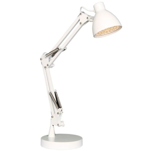 Bílá kovová stolní lampa Halo Design Bronx 55 cm  - Výška55 cm- Průměr stínidla 10 cm