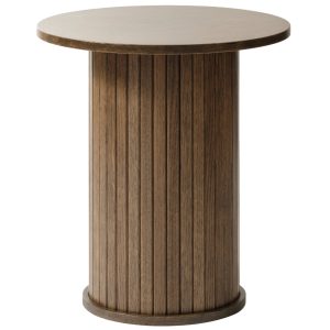 Tmavě hnědý dubový odkládací stolek Unique Furniture Nola 50 cm  - Výška55 cm- Šířka 50 cm