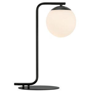 Nordlux Opálově bílá skleněná stolní lampa Grant s černou podstavou  - Průměr stínidla14