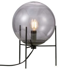 Nordlux Kouřově šedá skleněná stolní lampa Alton  - Průměr stínidla20 cm- Délka napájecího kabelu 150 cm