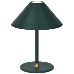 Tmavě zelená plastová nabíjecí stolní LED lampa Halo Design Hygge 25 cm  - Výška25 cm- Průměr 19 cm