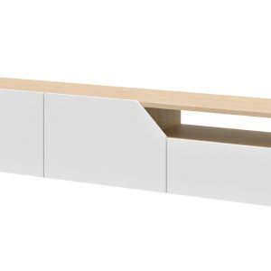 Bílý dubový TV stolek TEMAHOME VERONE 180 x 38 cm  - Výška38 cm- Šířka 180 cm