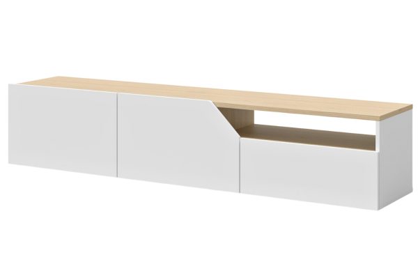 Bílý dubový TV stolek TEMAHOME VERONE 180 x 38 cm  - Výška38 cm- Šířka 180 cm