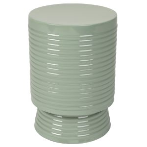 White Label Zelený kovový odkládací stolek WLL SVEN 25 cm  - Výška36 cm- Průměr 25 cm