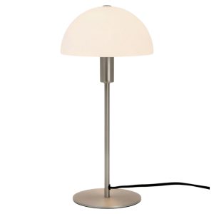 Nordlux Opálově bílá skleněná stolní lampa Ellen se stříbrnou podstavou  - Výška41