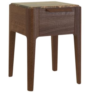 Ořechový noční stolek Miotto Marano 43 x 42 cm s mramorovou deskou  - Výška43 cm- Šířka 42 cm