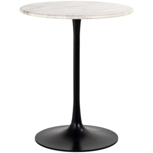 Bílý kulatý mramorový bistro stolek Richmond Carlten 65 cm  - Výška77 cm- Výška podnože 75