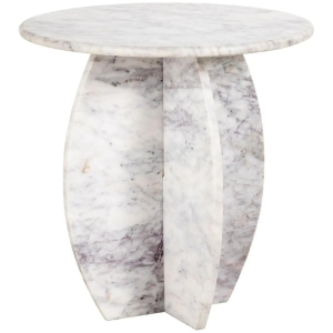 Bílý mramorový odkládací stolek Richmond Holmes 50 cm  - Výška50 cm- Výška podnože 49 cm