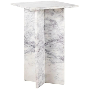 Bílý mramorový odkládací stolek Richmond Holmes 45 x 45 cm  - Výška71 cm- Šířka 45 cm