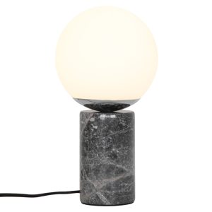 Nordlux Opálově bílá skleněná stolní lampa Lilly s šedou podstavou  - Výška28