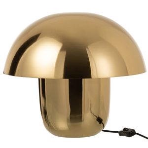 Zlatá kovová stolní lampa J-line Mushroom L  - Výška45 cm- Průměr 50 cm