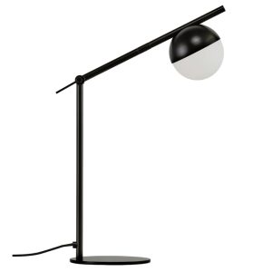 Nordlux Opálově bílá skleněná stolní lampa Contina s černou podstavou  - Výška48