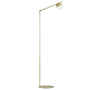 Nordlux Opálově bílá skleněná stojací lampa Contina s mosaznou podstavou 139 cm  - Výška139 cm- Šířka 35
