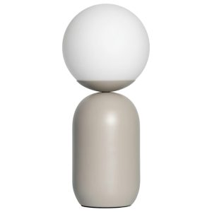 Nordlux Opálově bílá skleněná stolní lampa Notti s béžovou podstavou  - Průměr stínidla15 cm- Délka napájecího kabelu 150 cm
