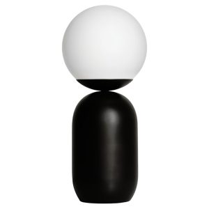 Nordlux Opálově bílá skleněná stolní lampa Notti s černou podstavou  - Výška34