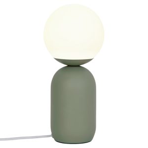 Nordlux Opálově bílá skleněná stolní lampa Notti se zelenou podstavou  - Výška34