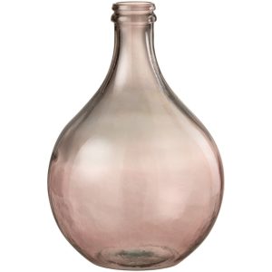 Růžová skleněná váza J-Line Feen 43 cm  - Výška43 cm- Průměr 29 cm