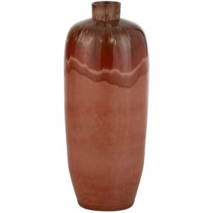 Červená keramická váza J-line Akone 70 cm  - Výška70 cm- Průměr 30 cm